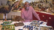 Scott Edwards photographed in the ornithology collection