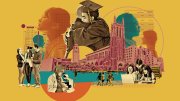 Illustration of students and challenges in college today
