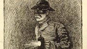 A man holding a revolver and lantern, wearing a hat and coat, appears to be walking cautiously.