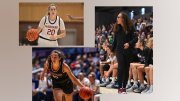 Lola Mullaney, Coach Carrie Moore, and Elena Rodriguez
