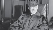 Justice Edward Sanford portrait, modified to depict him as a baseball player