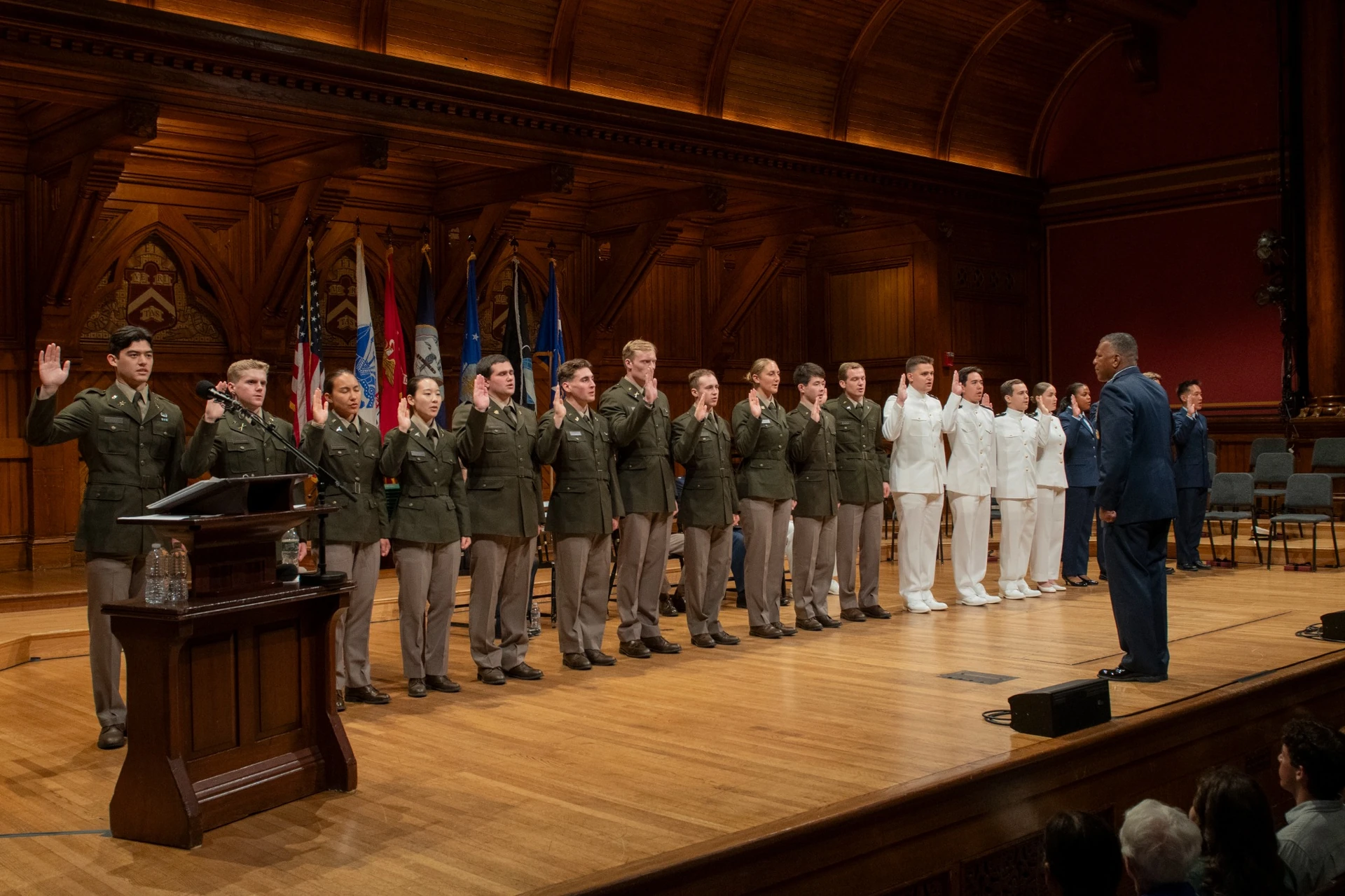 Cadets are sworn in on stage