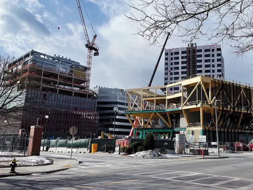 Buildings under construction on the enterprise research campus