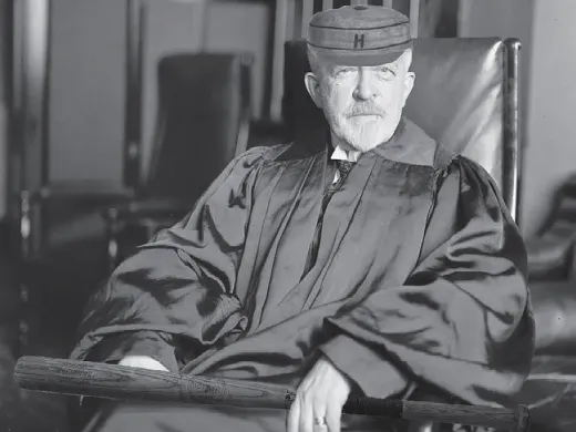 Justice Edward Sanford portrait, modified to depict him as a baseball player