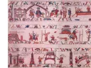 Illustration for Harvard Lampoon cover showing a Harvard-Yale football game rendered in the style of the famous Bayeux Tapestry